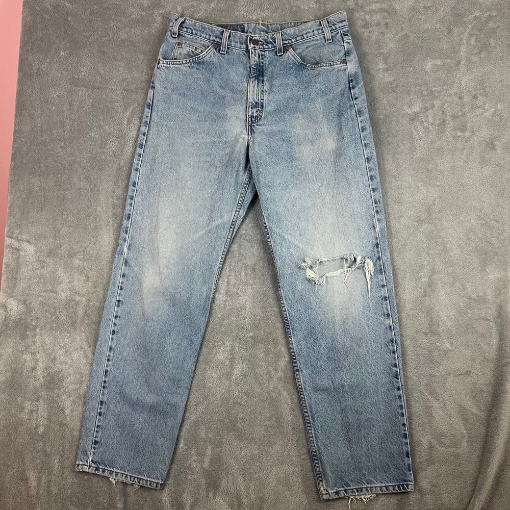 Vintage Levis 505 Orange Tab Jeans Mens 32 x 30 Distressed Faded Denim‎